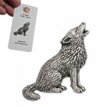 Wolf Pewter Pin Badge Howling Wolf Nature Brooch Fenrir Lapel Hat Tie Jewellery