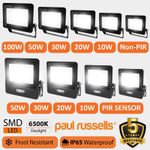 10W-100W LED Floodlight PIR Motion Sensor Security Outdoor Garden Flood Light 