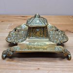 Vintage Brass Inkwell & Pen Holder Chinoiserie Antique Lloyd Pascal & Co Pagoda