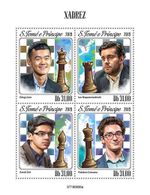 CHESS Grandmaster World Players Game Sport 4v-Stamp Sheet #208 (2019 Sao Tome)