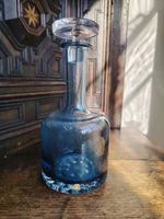 Vintage Blue Glass Wedgwood Decanter Bottle with Stopper 10.5 Inches Tall