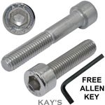 M6 (6mmØ) CAP SCREWS ALLEN KEY SOCKET BOLTS A2 STAINLESS STEEL + FREE ALLEN KEY