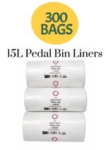 15L Pedal Bin Liners, Light Use - Office & Washroom - 300 Bags - White