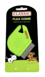 FLEA COMB FOR DOGS CATS RABBITS SHORT TO MEDIUM COATS EASY GRIP HANDLE