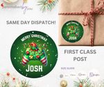 Personalised Christmas Stickers Round Labels Gaming Controller Theme For Present