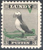 GB Lundy Island 1942 KGVI Victory Issue 3p Light Green Overprints LMM