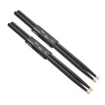 2 Pair Maple Wood Drumstick Handle Grips 7A Black Classic Drum Stick Wood Tip