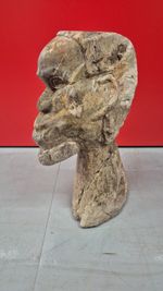 Vintage African Shona Stone Sculpture Bust - Hand Carved Tribal Elder, 51cm high