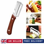 3-in-1 Stainless Steel Vegetable Peeler Shredder Slicer Wooden Handle 25cm Tool