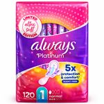 Always Platinum Night Pads Size 1 with Wings – 120 Pack