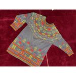 Vintage Cambridge Country Store Beaded Aztec Knit Sweater L Gray Novelty 90s