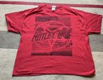 MOTLEY CRUE BLACK COLLAGE ON RED T SHIRT 2XL GOOD 100% COTTON GILDAN