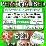 520 PAT TEST Personalised Labels - Ideal For Plugs - PAT TESTER LABELS