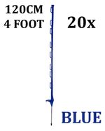 20 x 4ft (120cm) Electric Fence Blue Poly Posts Stakes tape rope horse paddock