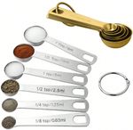 Stainless Steel Golden Measuring Spoons Set Teaspoon Tablespoon Scoop Silver 6pc