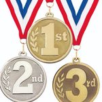 1st 2nd 3rd Place Sports Medal FREE Ribbon and Certificate 45mm Metal