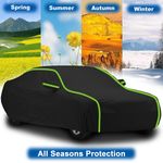 6-Layer Waterproof Car Cover Heavy Duty Cotton Lined UV Protection - Size Large