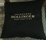 BOLLINGER CHAMPAGNE  EMBROIDERED  CUSHION BLACK COLOURWAY 38x38cm  BRAND NEW 
