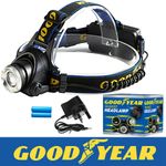 Goodyear Head Light Torch Lamp Headlamp Cree LED Rechargeable Flashlight 6000LM