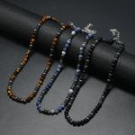 Black Beaded Necklace Natural Commemorative Gift Bohemian Necklace  Men's 3PCS