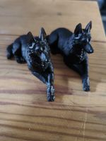 Set of 2 Black Alsatian German Shepherd Dog Statues Figurines Ornaments Black