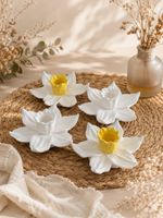 Daffodil Candle Holder Ceramic Flower Candlestick Home Decor Jesmonite Gift New