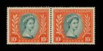 RHOD. & NYASALAND 1954 10s, SG 14, MINT NH PAIR, GREEN INK LINE TOP, CAT. £54+