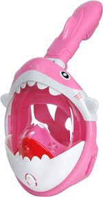 Zenvolt® Kids Pink Full Face Snorkel Mask for Kids 180° Panoramic Shark Design