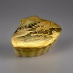 Antique Meiji Gold Gilt Japanese Lacquer Lidded Box Shell Fan Shape