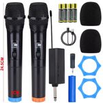 2X Professional Wireless Microphone Dual UHF Cordless Dynamic Karaoke Mic System
