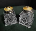 Vintage Norway Sterling Silver Guilloché Enamel & Crystal Salt & Pepper Shakers