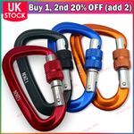 12KN Carabiner Clip Hook Heavy Duty Aluminum D-Ring Screw Lock Rock Climbing