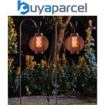 2 x Smart Garden Solar Forli Flaming Lantern LED Light Silhouette Shepherds Hook
