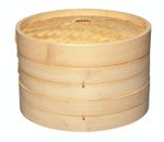 KitchenCraft World of Flavours 25cm Bamboo Steamer Basket, 2 Tier, 25cm, Wood