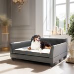 BingoPaw XL Large Elevated Dog Sofa Bed Microfiber Leather Pet Couch Cushion Bed