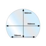 Glass Hearth Circle With Slice Clear or Smoked Glass 12mm x 1100mm x 950mm