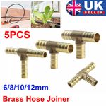 Three Way Brass T Joiner Tee 3 WAY Pipe Hosetail Reducer Connector Fitting Fuel