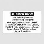 Allergen Advice Labels Allergy warning stickers Food Allergy labels 200 stickers