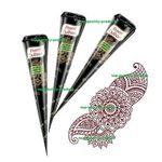 3 X DARKEST HERBAL HENNA MEHNDI TATTOO  KIT PASTE CONES - 100% COLOUR GUARANTEE