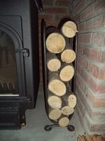 Handmade bespoke free standing tall slender log holder, basket, dryer.  