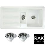 RAK Ceramics New Gourmet Sink 1v2 1.5 Bowl White Ceramic Kitchen Sink & Waste