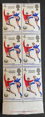 QEII 1966 4d SG700 England World Cup Winners Block of 6 Stamps MNH