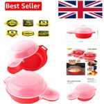 2 Sets Microwave Egg Cooker - Red & Clear, Non-Stick, Dishwasher Safe, 1 Minu...