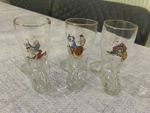 3 VINTAGE GERMAN GLASS BOOT SHAPED SHOT GLASSES 40ML