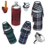 Hip Flask 8oz Stainless Steel & Leather Round Flask with 2 Cups