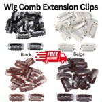 10/30/50pcs Wig Clips Snap Hair Extension Comb Clips 32mm