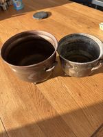 Copper brass caldron bowl planter  vintage
