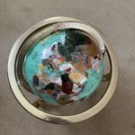 Lovely Large Semi-precious Gemstone Rotating Globe On Stand with Compass On Base