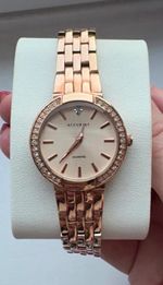 Accurist Rose Gold Metal Watch, Necklace & Earrings Set with Diamond & Crystal