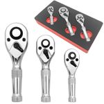 3 piece ratchet handle set 1/4" 3/8" 1/2" long wrench Quick release swivel head